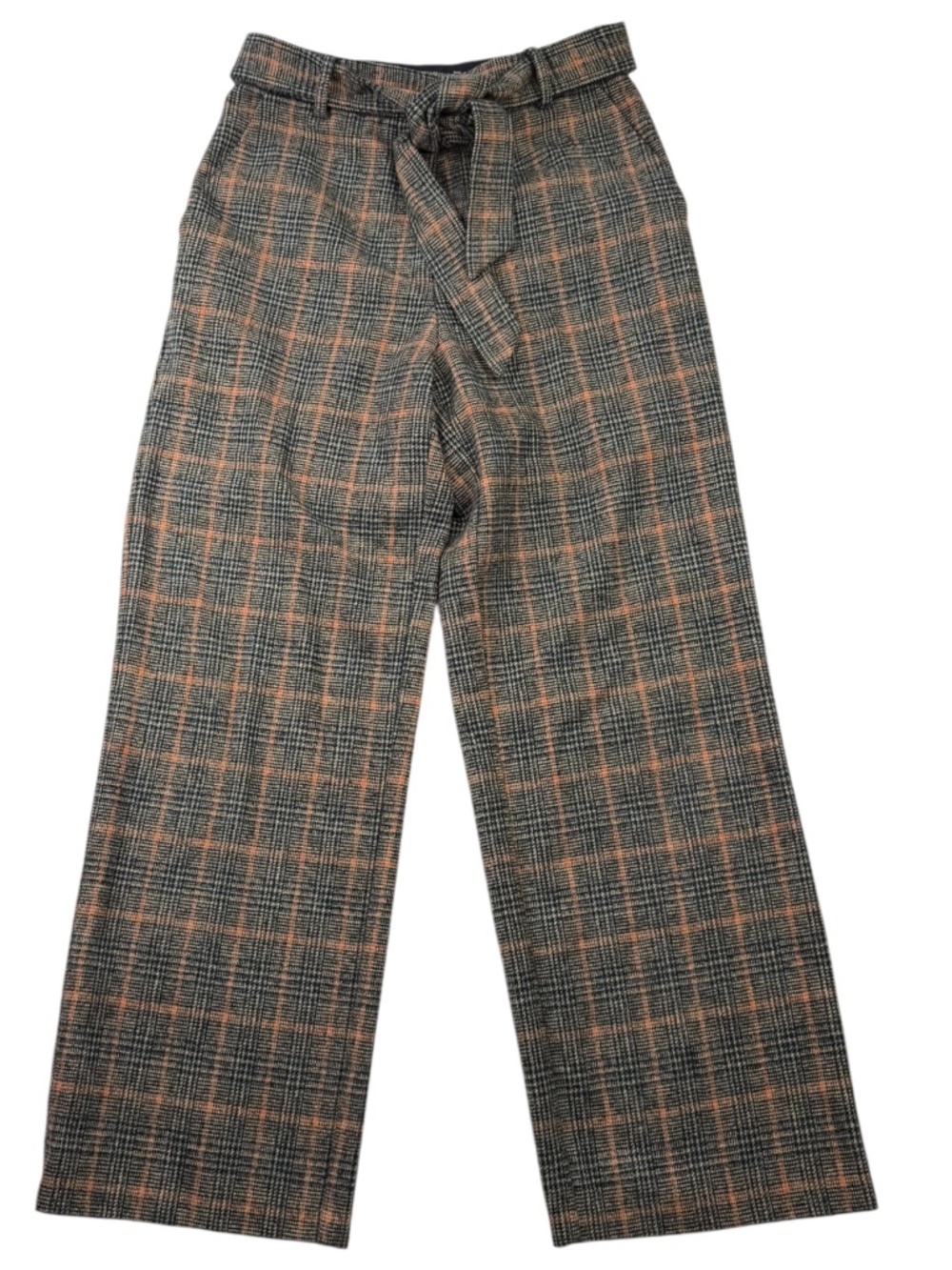 The Korner Wool Blend Plaid High Rise Tie Belt Ankle Pants US 6 EU 40
